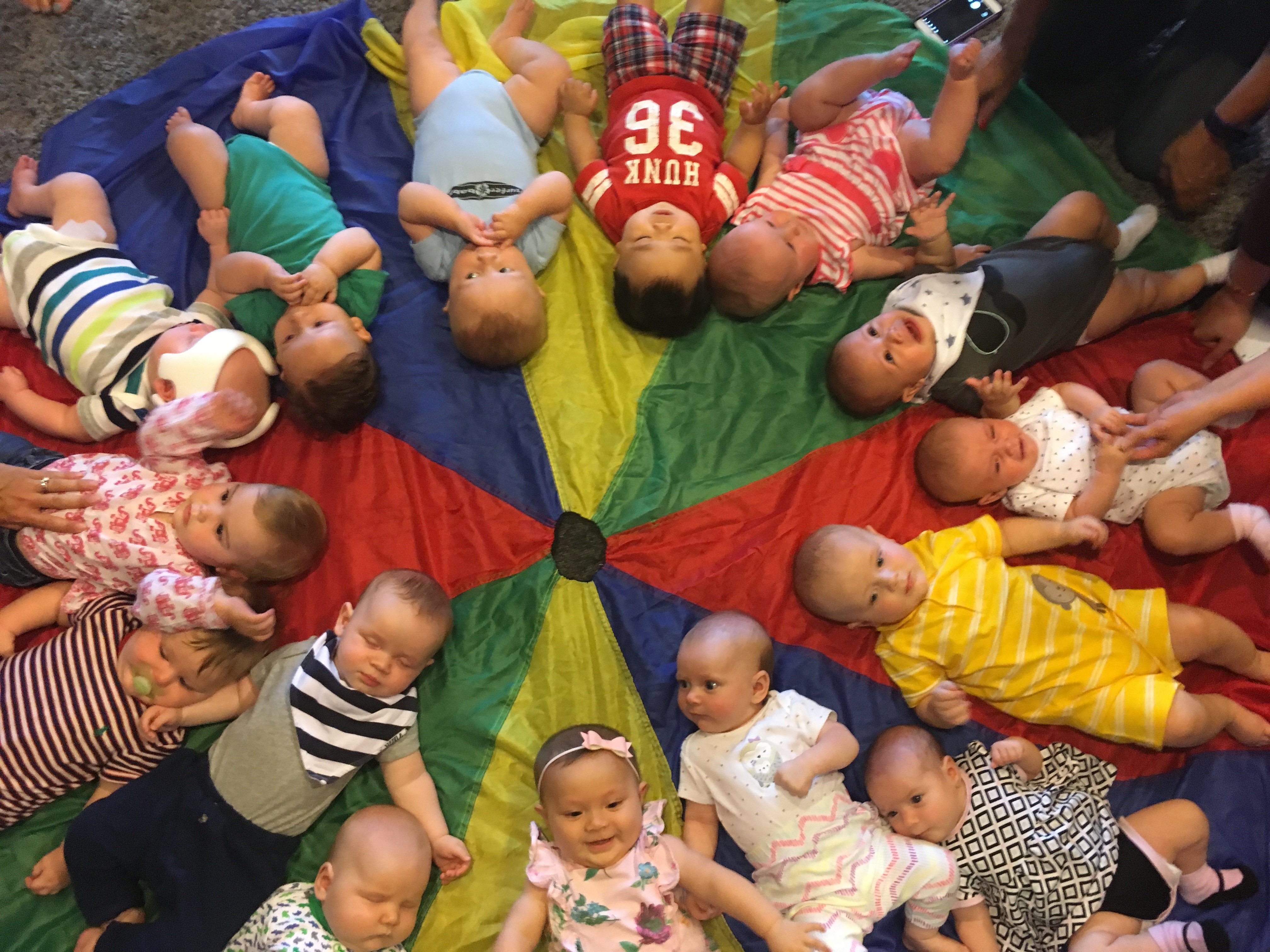 Babies in a circle during Mommy and Me class